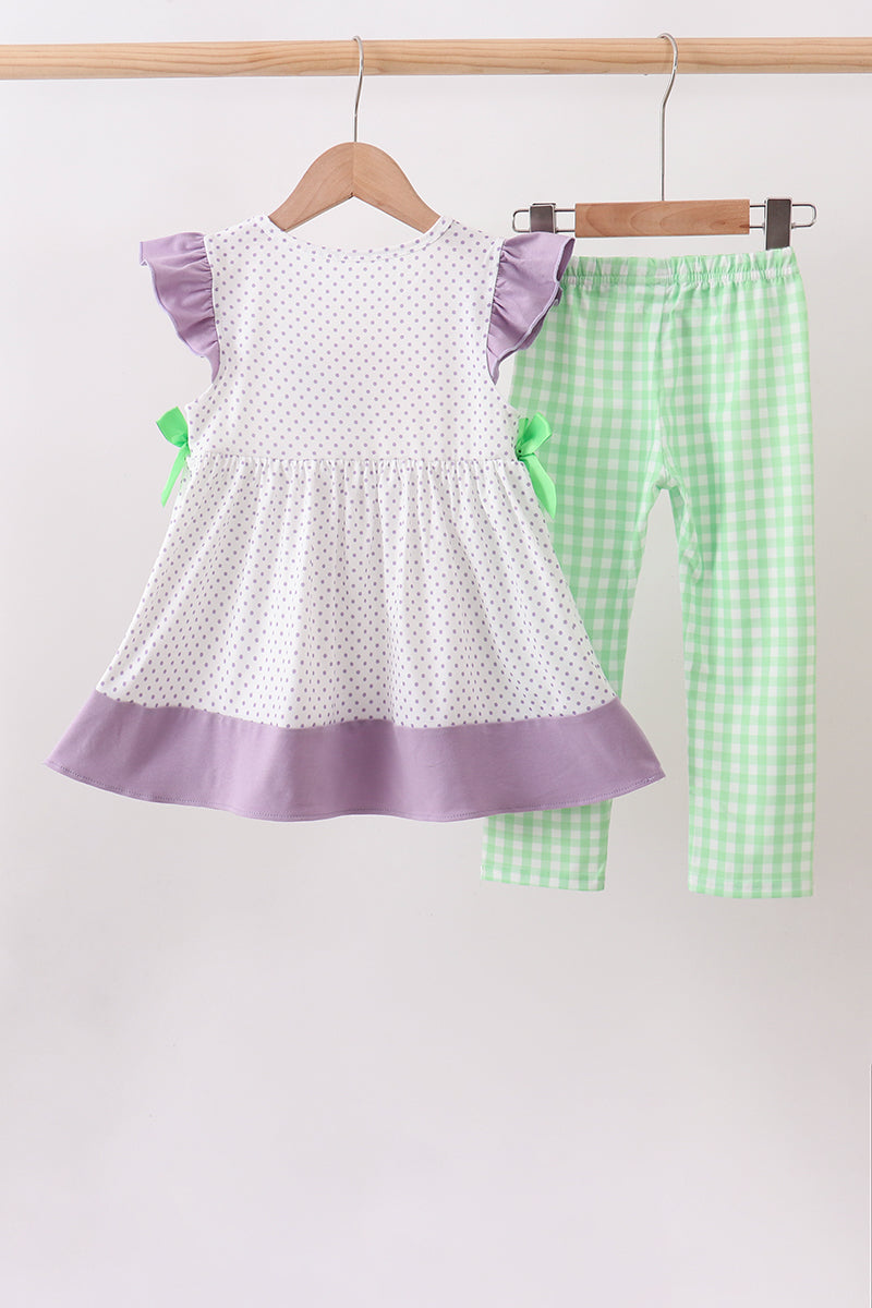 Purple Hocus pocus french knot ruffle pants set - Aaria Tees Aaria Tees