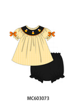 Mustard Candy Embroidery Gingham Bloomer Set Aaria Tees