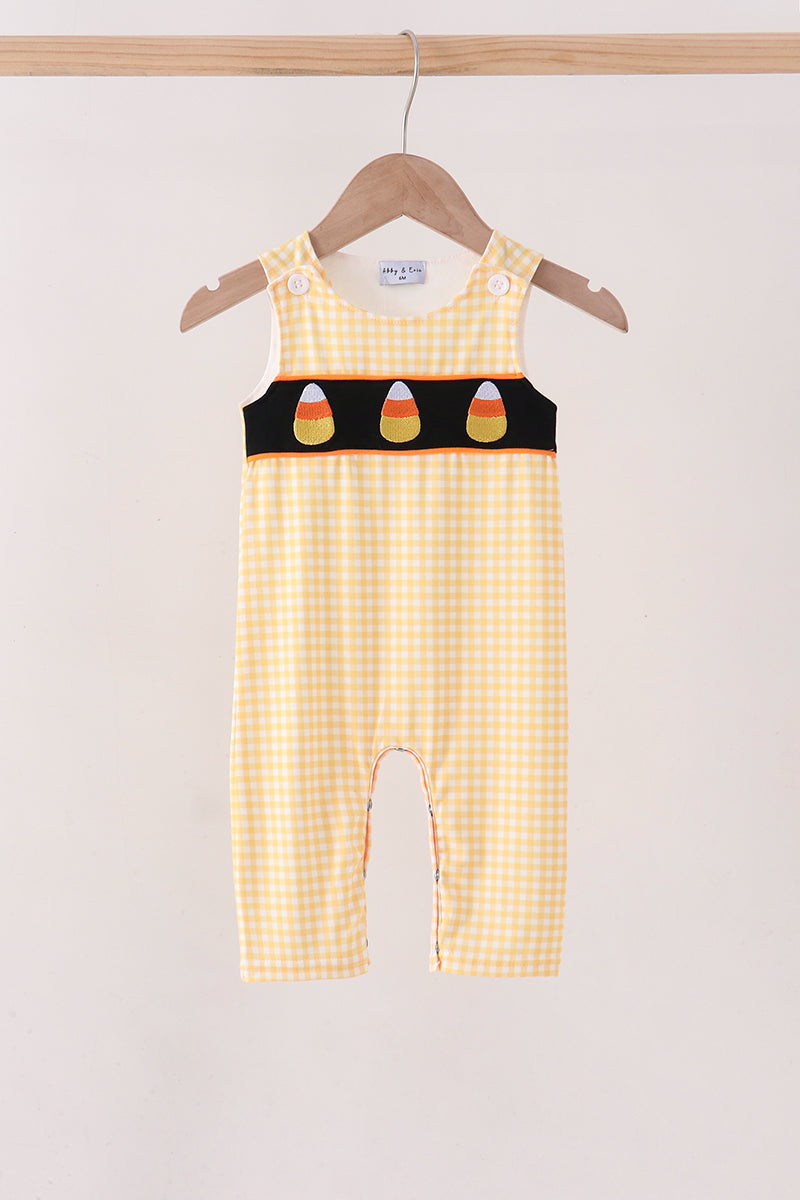 Mustard Candy Embroidery Gingham Jon Jon - Aaria Tees