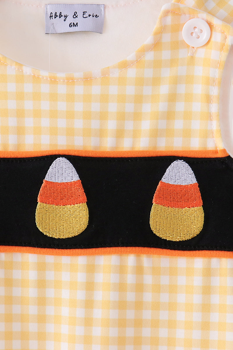 Mustard Candy Embroidery Gingham Jon Jon - Aaria Tees Aaria Tees