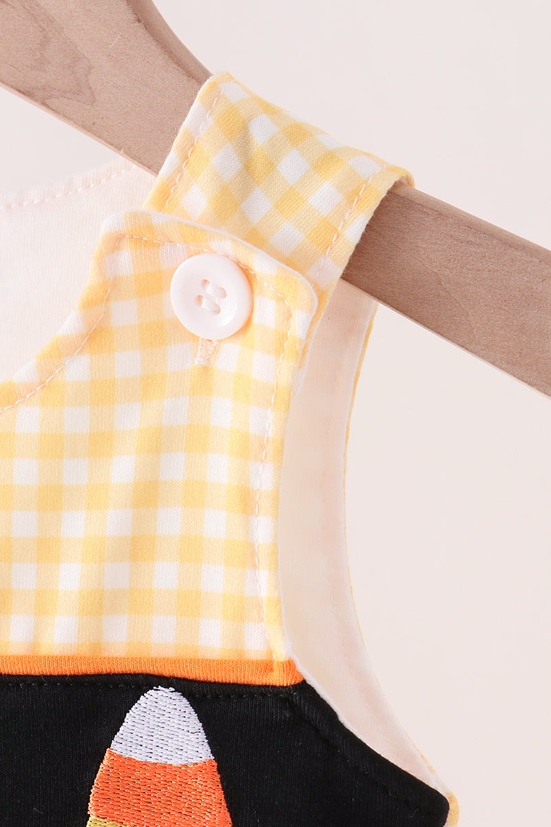 Mustard Candy Embroidery Gingham Jon Jon - Aaria Tees Aaria Tees