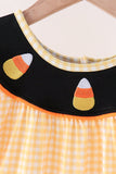 Mustard Candy Embroidery Gingham Dress - Aaria Tees Aaria Tees