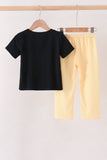 Mustard Candy Embroidery Gingham Pants Set - Aaria Tees Aaria Tees