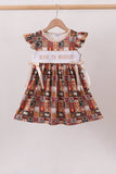 Brown Made to Worship Embroidery Ruffle Dress Aaria Tees