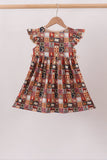 Brown Made to Worship Embroidery Ruffle Dress Aaria Tees