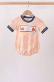 Orange Pumpkin Embroidery Gingham Bubble Aaria Tees