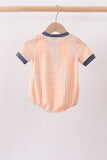 Orange Pumpkin Embroidery Gingham Bubble Aaria Tees