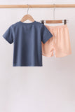 Orange Pumpkin Embroidery Gingham Shorts Set Aaria Tees