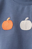 Orange Pumpkin Embroidery Gingham Shorts Set Aaria Tees