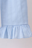 Blue Jacquard Lace Ruffle Pants Set Aaria Tees