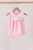 Pink Pumpkin Bow Embroidery Ruffle Bubble Aaria Tees