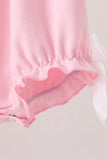 Pink Pumpkin Bow Embroidery Ruffle Bubble Aaria Tees