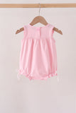 Pink Pumpkin Bow Embroidery Ruffle Bubble Aaria Tees