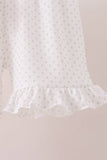 Pink Pumpkin Bow Embroidery Ruffle Shorts Set Aaria Tees