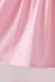 Pink Pumpkin Bow Embroidery Ruffle Dress Aaria Tees
