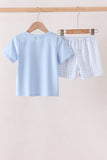 Blue Pumpkin Embroidery Gingham Shorts Set Aaria Tees