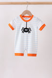 Orange Spider Embroidery Stripe Romper Aaria Tees