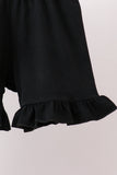 Black Spider Embroidery Ruffle Shorts Set Aaria Tees