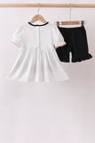 Black Spider Embroidery Ruffle Shorts Set Aaria Tees