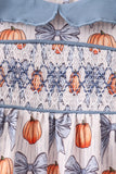 Blue Pumpkin Bow Smocked Bloomer Set Aaria Tees