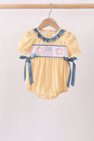 Mustard Pumpkin Embroidery Ruffle Gingham Bubble Aaria Tees