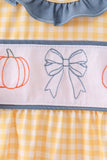 Mustard Pumpkin Embroidery Ruffle Gingham Bubble Aaria Tees