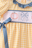 Mustard Pumpkin Embroidery Ruffle Gingham Bubble Aaria Tees