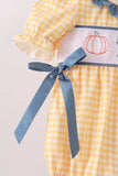 Mustard Pumpkin Embroidery Ruffle Gingham Bubble Aaria Tees
