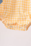 Mustard Pumpkin Embroidery Ruffle Gingham Bubble Aaria Tees