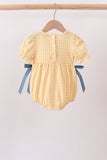 Mustard Pumpkin Embroidery Ruffle Gingham Bubble Aaria Tees