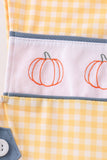 Mustard Pumpkin Embroidery Gingham Jon Jon Aaria Tees