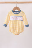Mustard Pumpkin Embroidery Gingham Bubble Aaria Tees