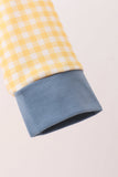 Mustard Pumpkin Embroidery Gingham Bubble Aaria Tees
