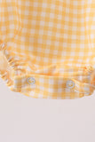 Mustard Pumpkin Embroidery Gingham Bubble Aaria Tees