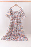 Blue Pumpkin Bow Mom Tiered Dress Aaria Tees