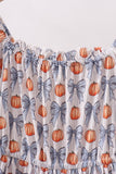 Blue Pumpkin Bow Mom Tiered Dress Aaria Tees