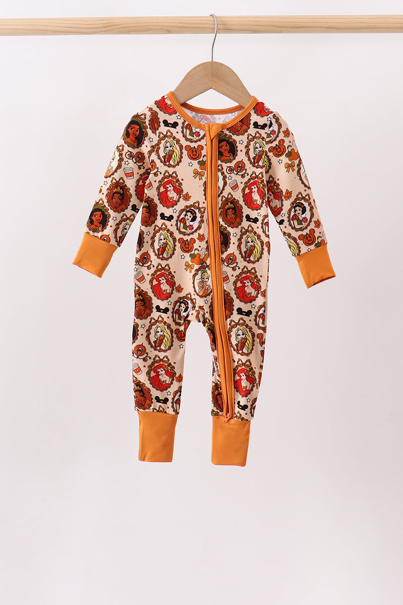 Orange princess bamboo zipper romper - Aaria Tees
