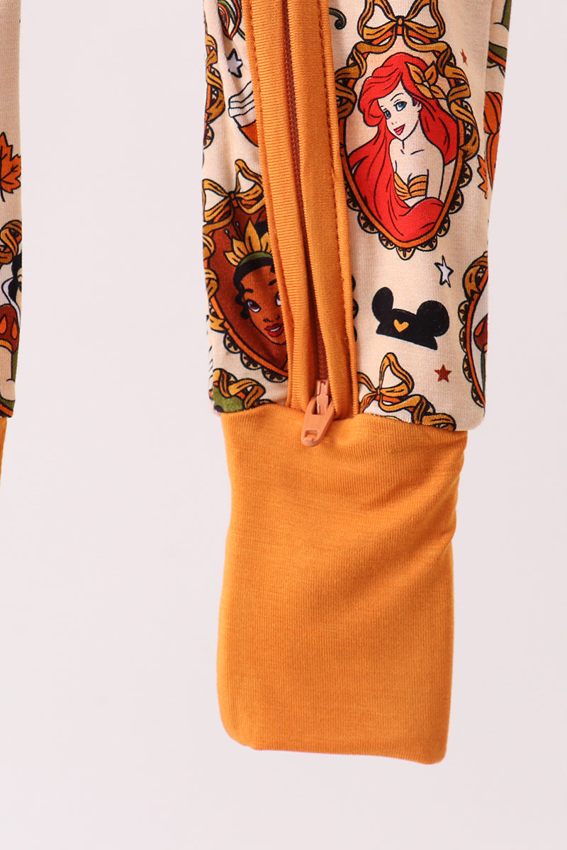 Orange princess bamboo zipper romper - Aaria Tees Aaria Tees