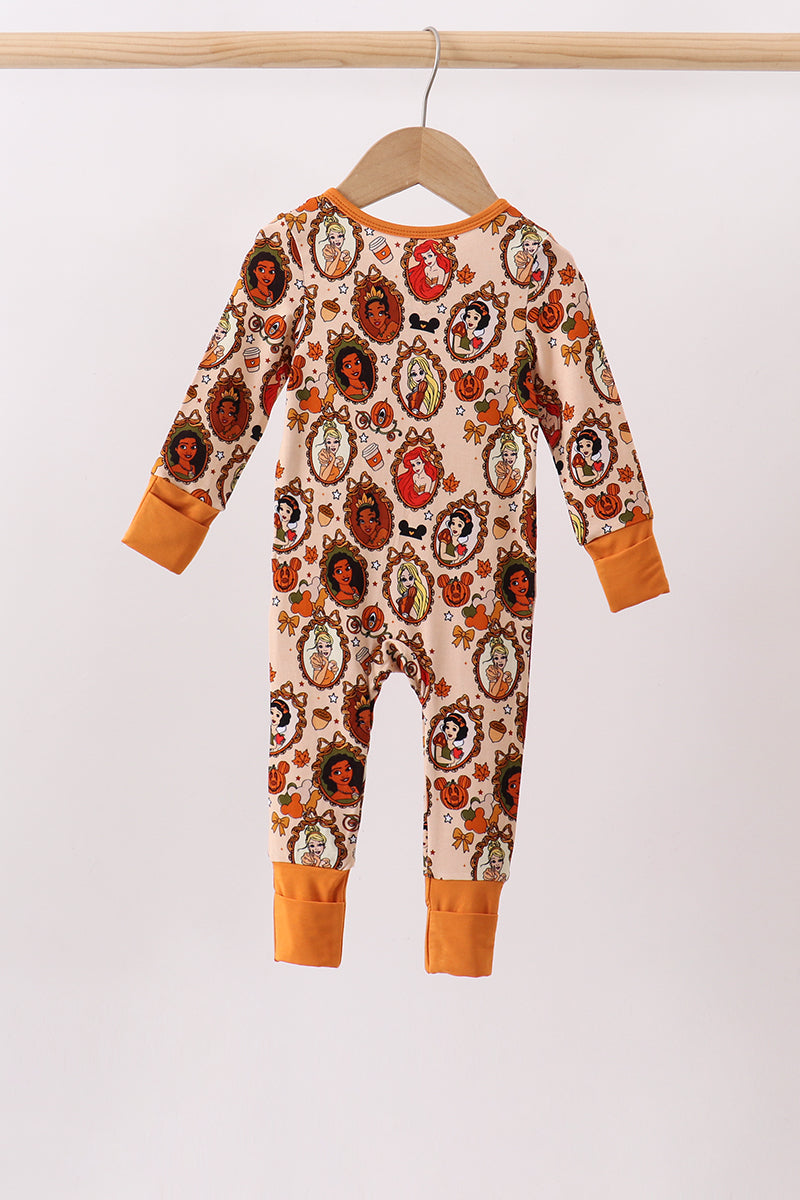 Orange princess bamboo zipper romper - Aaria Tees Aaria Tees