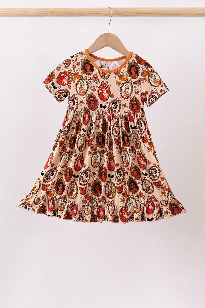Orange princess bamboo ruffle dress - Aaria Tees Aaria Tees