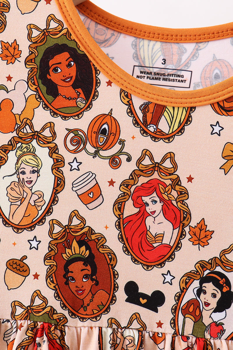 Orange princess bamboo ruffle dress - Aaria Tees Aaria Tees