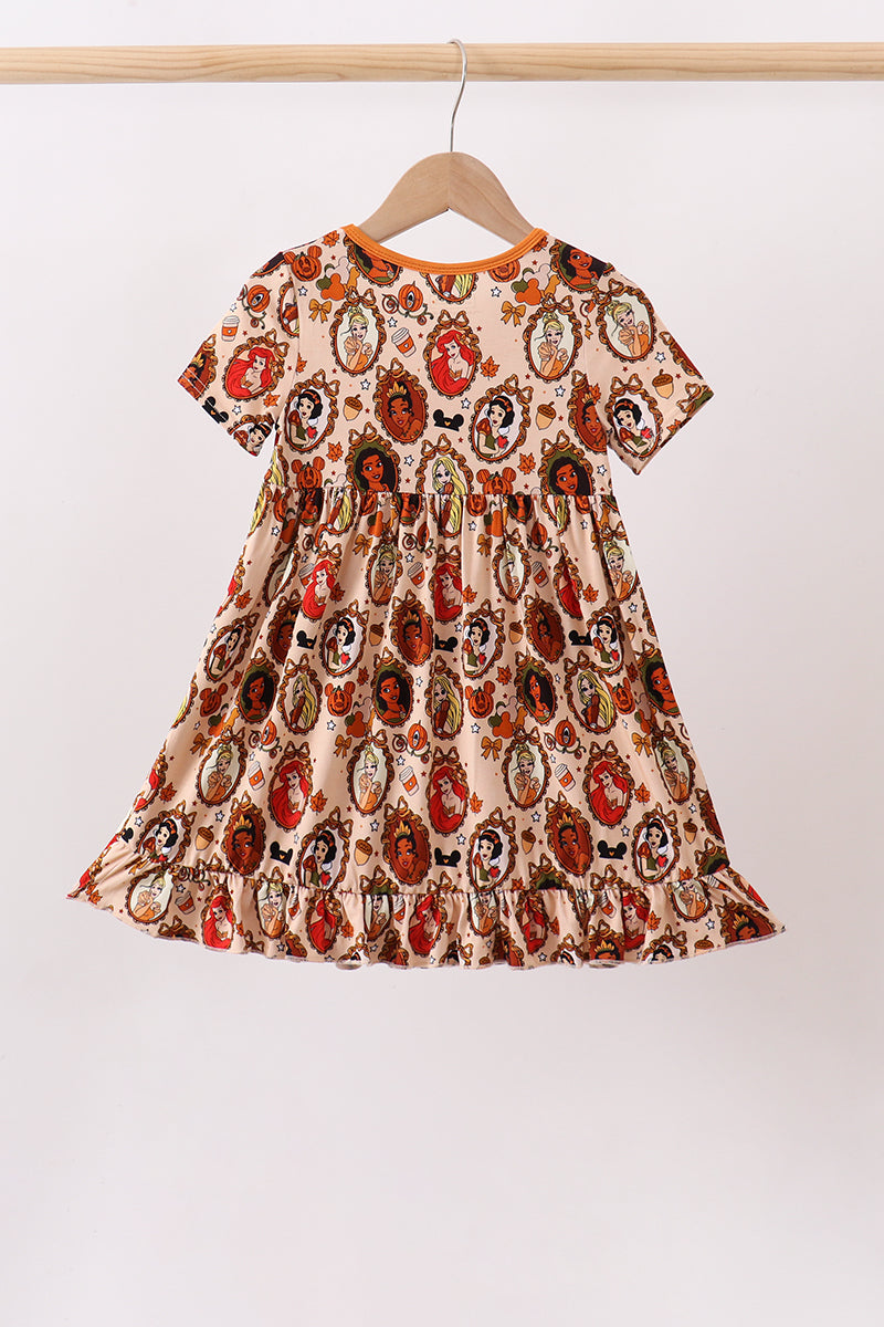 Orange princess bamboo ruffle dress - Aaria Tees Aaria Tees