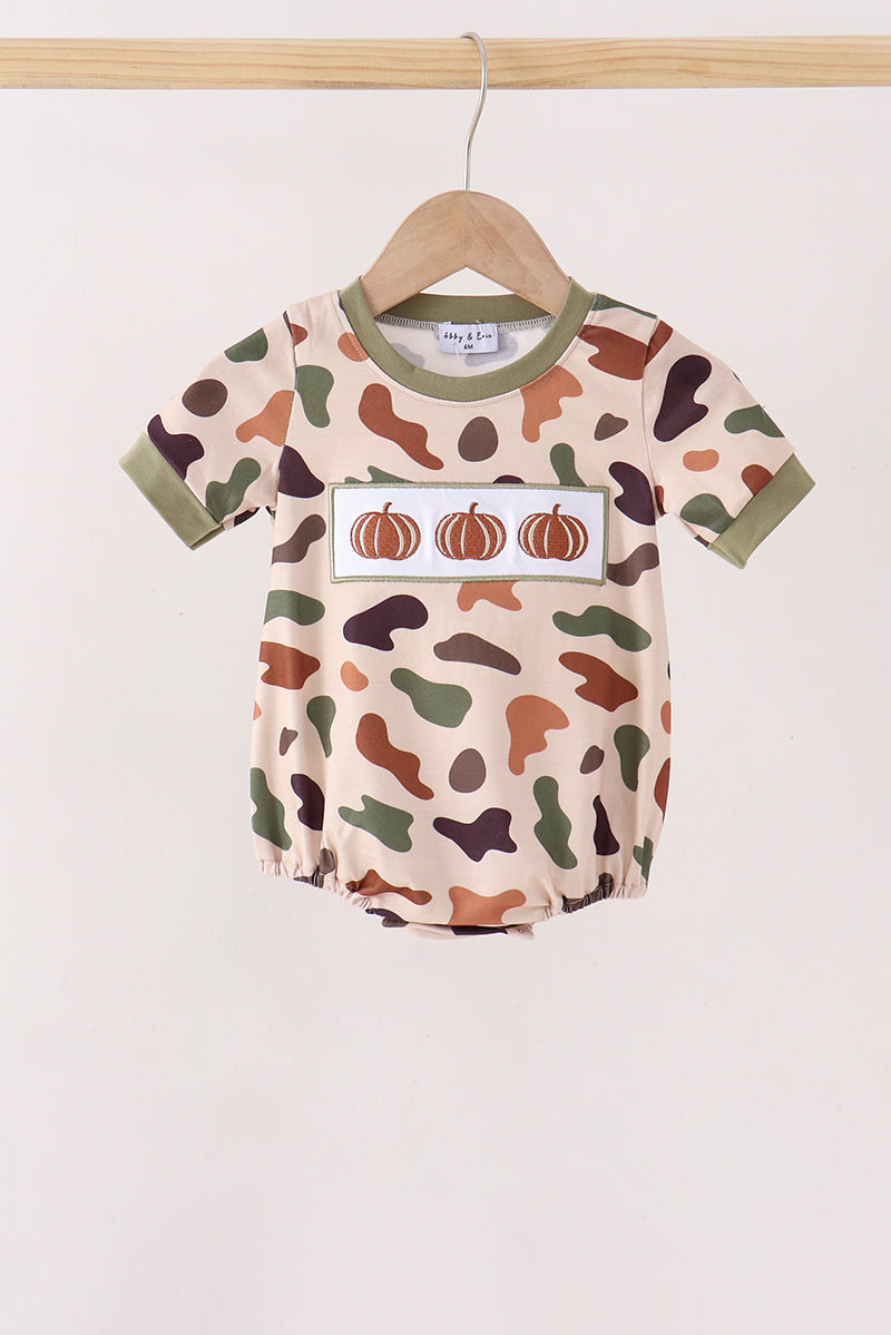 Camouflage Pumpkin Embroidery Bubble - Aaria Tees Aaria Tees