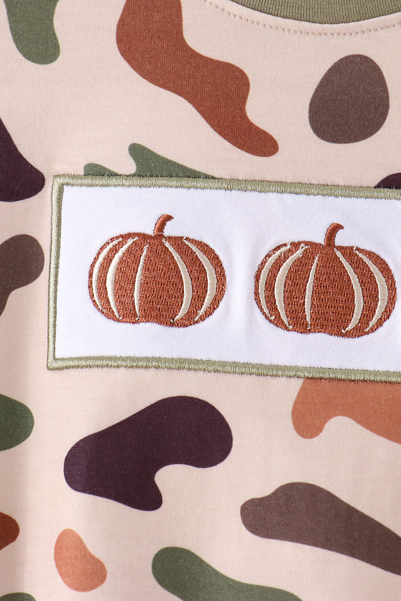 Camouflage Pumpkin Embroidery Bubble - Aaria Tees Aaria Tees