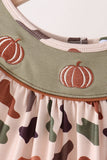 Camouflage Pumpkin Embroidery Ruffle Shorts Set - Aaria Tees Aaria Tees