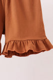 Camouflage Pumpkin Embroidery Ruffle Shorts Set - Aaria Tees Aaria Tees