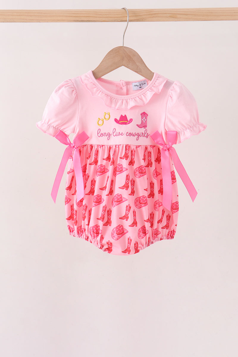 Pink Cowgirl Boots Embroidery Bubble - Aaria Tees Aaria Tees
