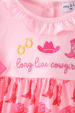 Pink Cowgirl Boots Embroidery Bubble - Aaria Tees Aaria Tees
