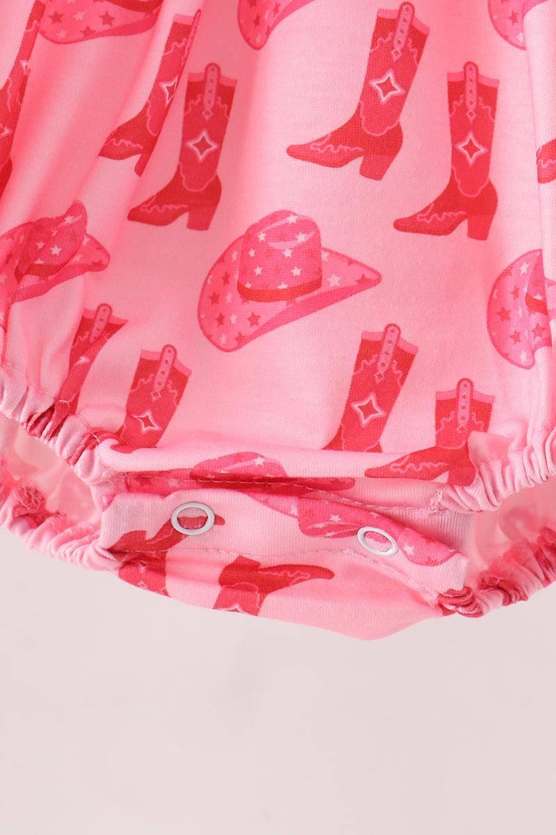 Pink Cowgirl Boots Embroidery Bubble - Aaria Tees Aaria Tees