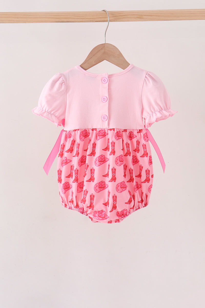 Pink Cowgirl Boots Embroidery Bubble - Aaria Tees Aaria Tees